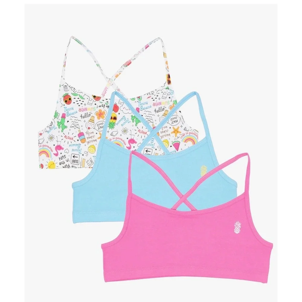 Tommy Bahama Girls Bralette 3pk Cotton, Comfort, Training Sports Bra Set sz 6‎